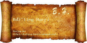Báling Harri névjegykártya